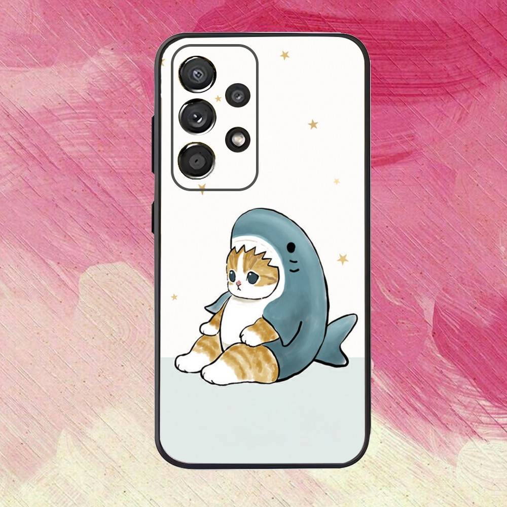 Cute M-Mofusands C-Cat Ear Phone Case For Samsung S25,S24,S21,S22,S23,S30,Ultra,S20,Plus,Fe,Lite,Note,10,9,5G Black Cover