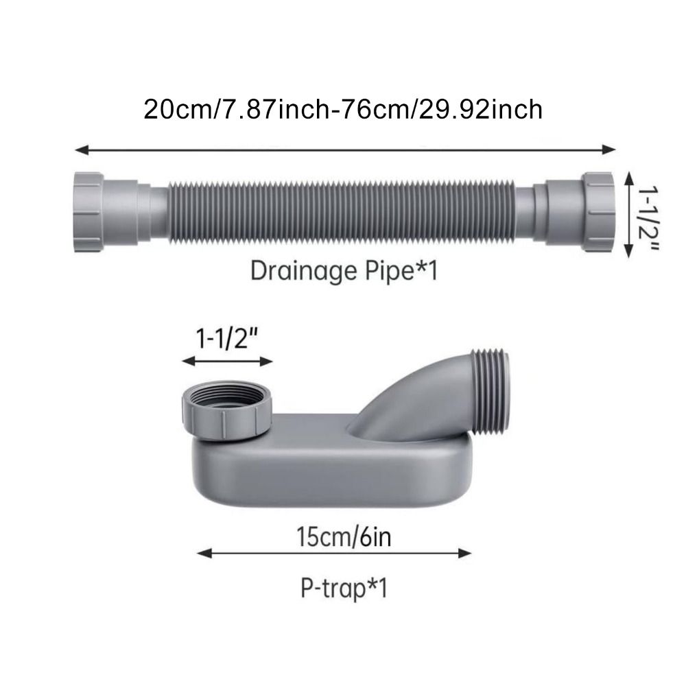 Verstellbares Abflussrohr Flexibler Flacher S-Bogen Langlebiger Freistehender Wannenabfluss Badewanne Dusche