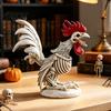 Halloween Skeleton Chicken Decor Rooster, Lifelike Decoration, Spooky Animal Funny Bone Figurine Statue for Desktop Yard Garden Outdoor Indoor