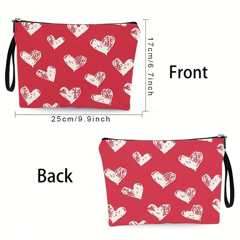 1pcs Women's Fashion Makeup Bags with Heart Design, for Travel and Daily Use, Perfect Gift for Ladies Stylish Accessory