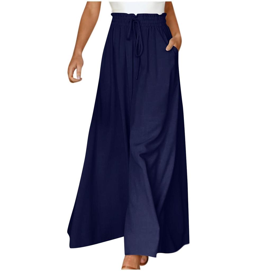 2026 European and American Cross-border Summer New Women's Clothing Wide-leg Trousers Elastic Belt Wide-leg High-waisted Long Culottes Women