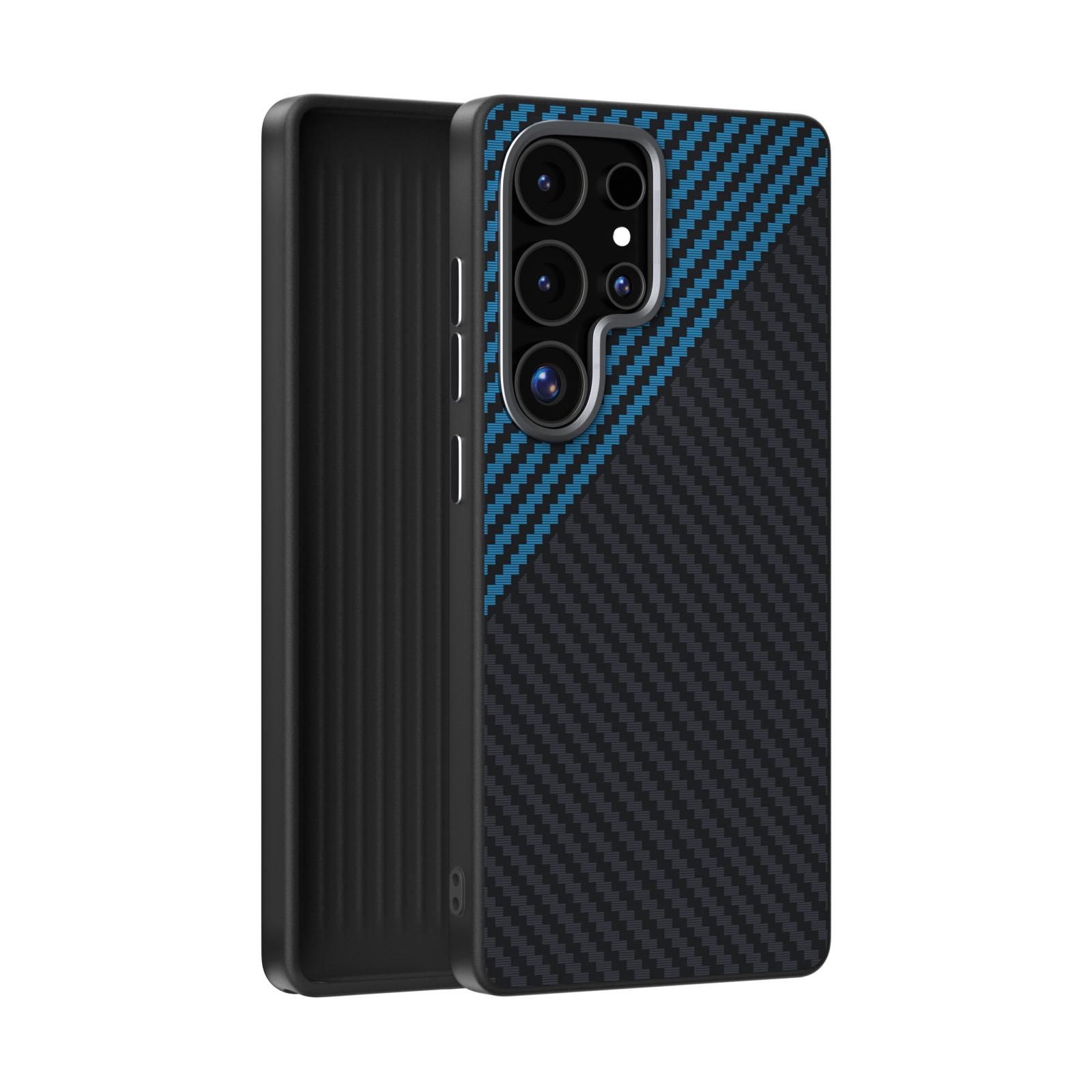 

For Samsung Galaxy S25 Ultra Case Magsafe Slim Rigid Magnetic Wireless Charger Carbon Fiber Case Cover Metal Lens Drop Test Grip For Galaxy S25 Ultra&Pc + tpu синій