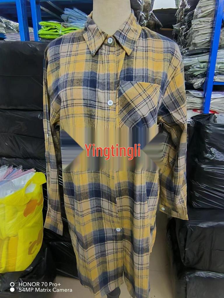 Women's Literary Plaid Mid-Length Shirt, 2025 Spring/Autumn, Long-Sleeve, Versatile Loose Fit