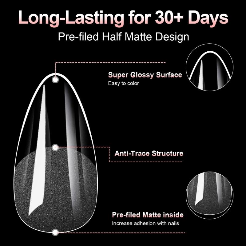 Alomd/Coffin/Square/Stilettos Fake Nail Tips,Clear Acrylic False Nail 10Sizes Press On Nail for DIY Nail Extensions