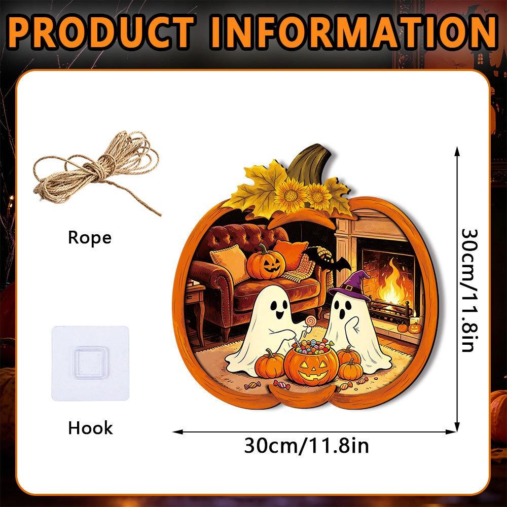 Cartoon Ghost Halloween Pumpkin Light-up Signage Lighted Pumpkin LED Lamp Wall Hanging Plaque Multi-functional Scenery Layout