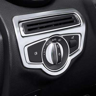 Botones de interruptor de faro de estilo de coche, cubiertas decorativas, pegatina Interior embellecedora para Mercedes Benz W205 Clase C GLC Auto