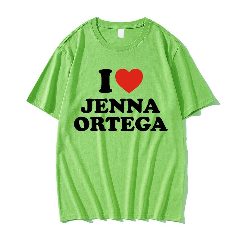 I Love Jenna Ortega Tshirt Summer Hip Hop Crewneck Short Sleeve 100% Cotton  Fashion Casual Oversized Women T-shirts Streetwear