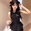 Xiaoxiangfeng Fine Flash Waist Dress Summer Rich Daughter Birthday Dress Advanced Sense Sleeveless Cake Small Black Dress
