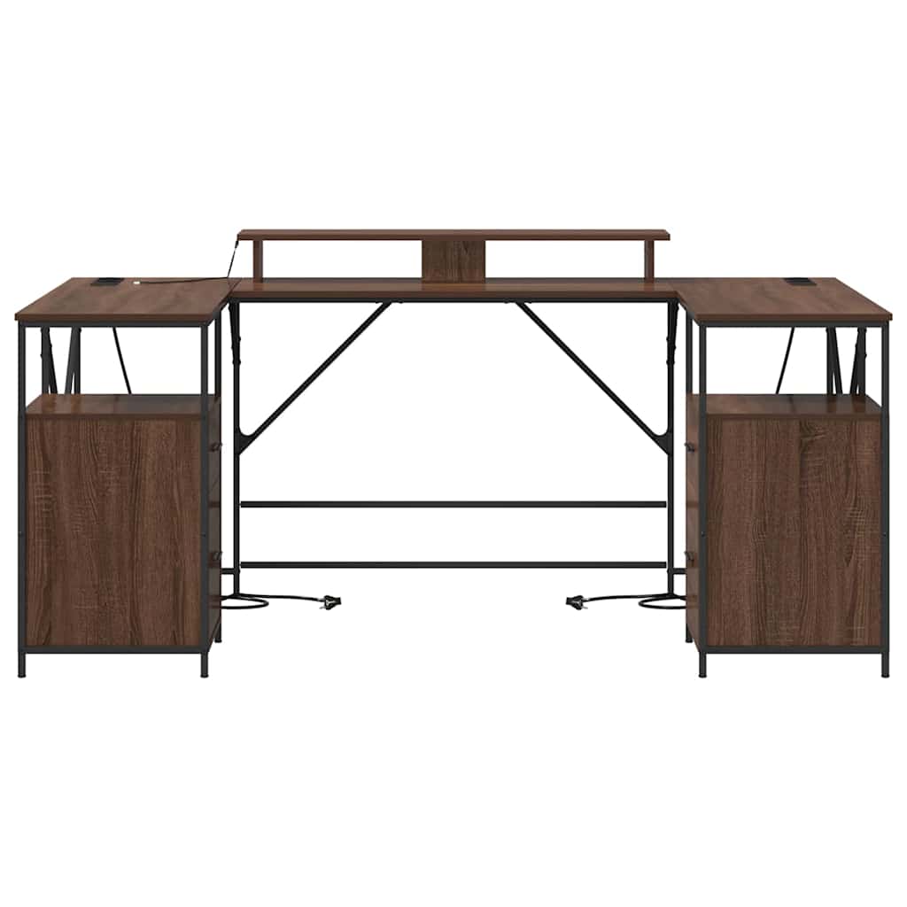Desk with Shelf Brown Oak Effect 182 x 101 x 87.5 cm