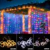 Solar Curtain Light String 3X3M 8 Lighting Modes Solar Garden Fairy Light for Christmas Wedding Patio Party Holiday Decoration