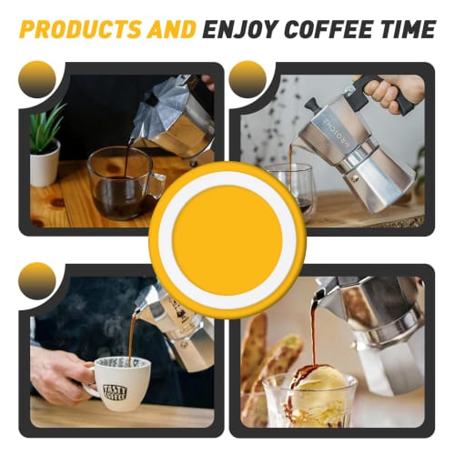 6-Piece Bialetti Moka Express Dama Gasket Seal Rings (6-Cup Capacity) - Spare Food-Grade Silicone Sealing Rings for Aluminum Stovetop/Coffee Maker Pot