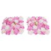 6Pcs Artificial Flower Wall Panels, 15x15In 3D Rose Hydrangea Dahlia Floral Mat, Pink White Faux Flowers for Wedding, Home Decor