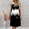 Plus Size V Neck Sleeveless Dappled Light Bamboo Grove Scenery Print For Peaceful Daily Wear