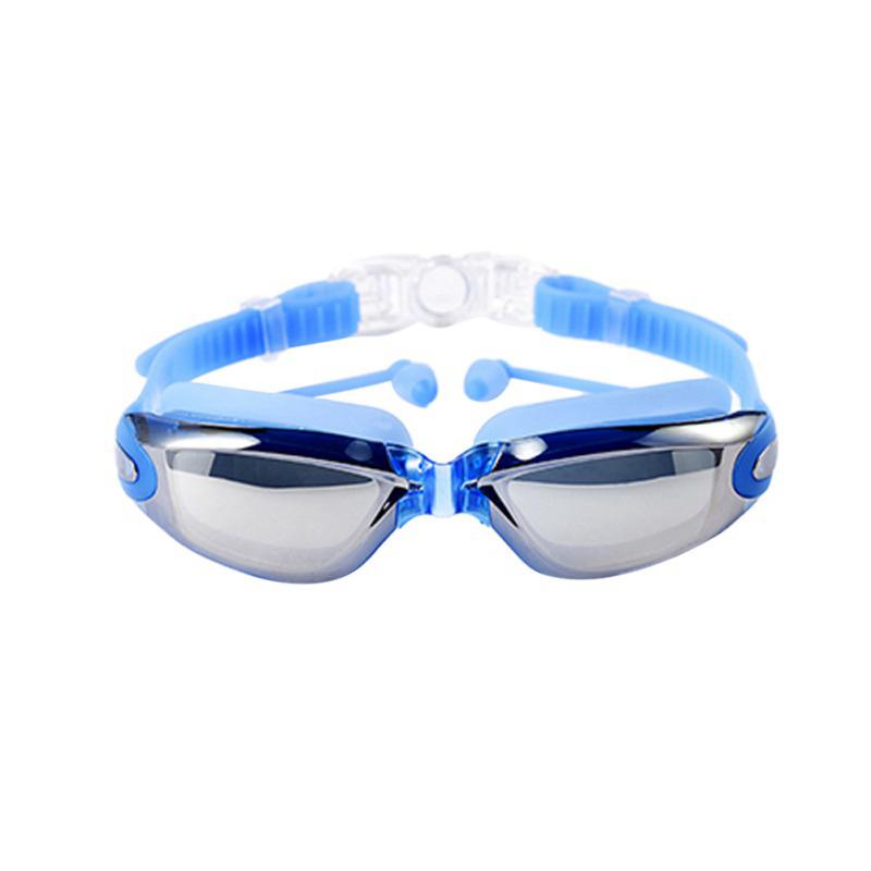 Water Sports Waterproof Anti-fog Swimming Glasses Large Frame with Silicone Earplugs Swimming Goggle