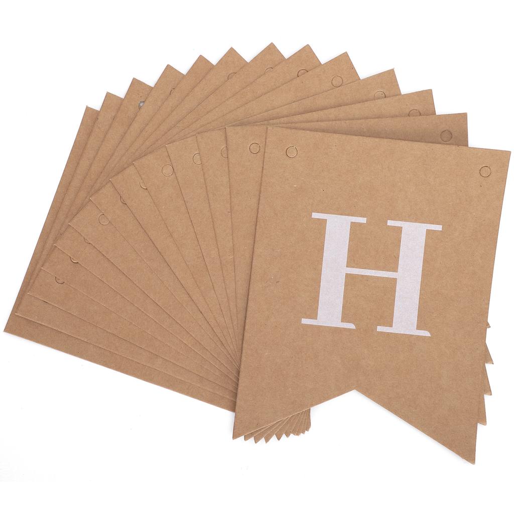 Kraft Paper Card Banner HandMade Strips Letter Shape DIY Rope Tandem Parties Decorations