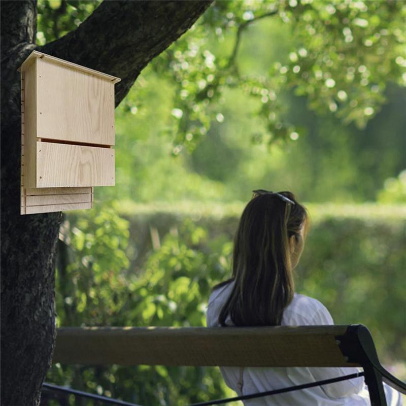 M-Modern-Large Outdoor Bat House, Huge Wooden Box, Weatherproof, Untreated Spiral Bat House, Shelter, Garden Accessories A