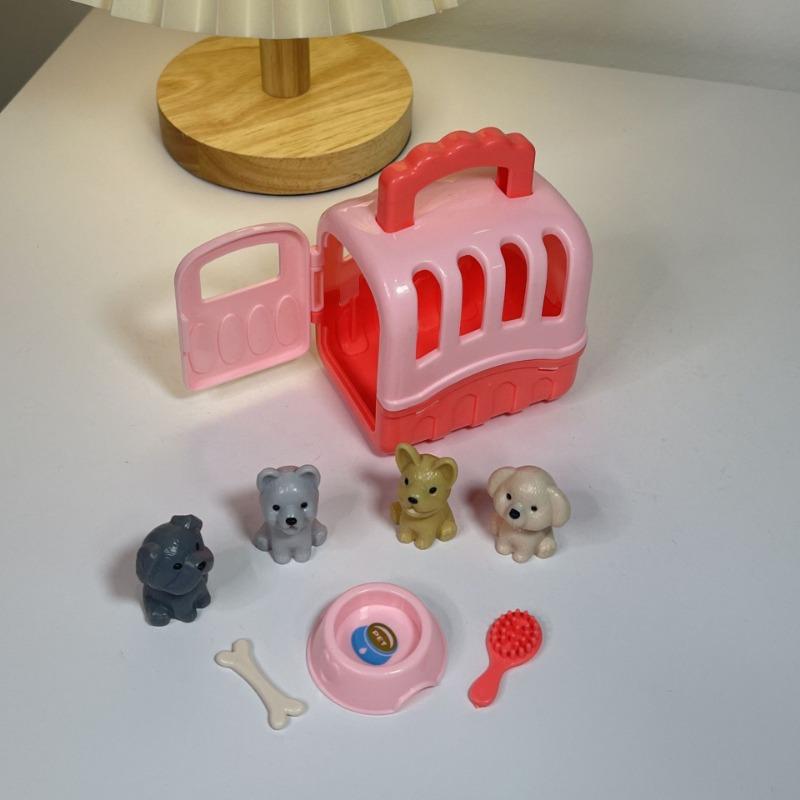 Children's Play House Pet Scene Toy Set for Boys and Girls DIY Puppy and Cat Pet Cage Toy