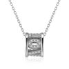 Sparkling Barrel Pendant Necklace with Textured Inlay and Central Ring Detail Modern Elegant Jewelry for Women