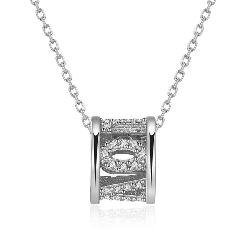 Sparkling Barrel Pendant Necklace with Textured Inlay and Central Ring Detail Modern Elegant Jewelry for Women