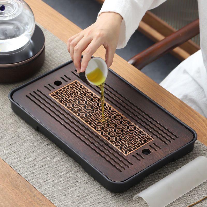 New Chinese Style Bamboo Tea Tray With Water Storage Drainage Tea Table Tea Tray For Household Office Home Tea Set Accessory