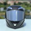 Full Face Motorcycle Big Spoiler Unisex Helmet Casco Motorbike Capacet Silver Carbon Fiber Helmet With Silver Visor