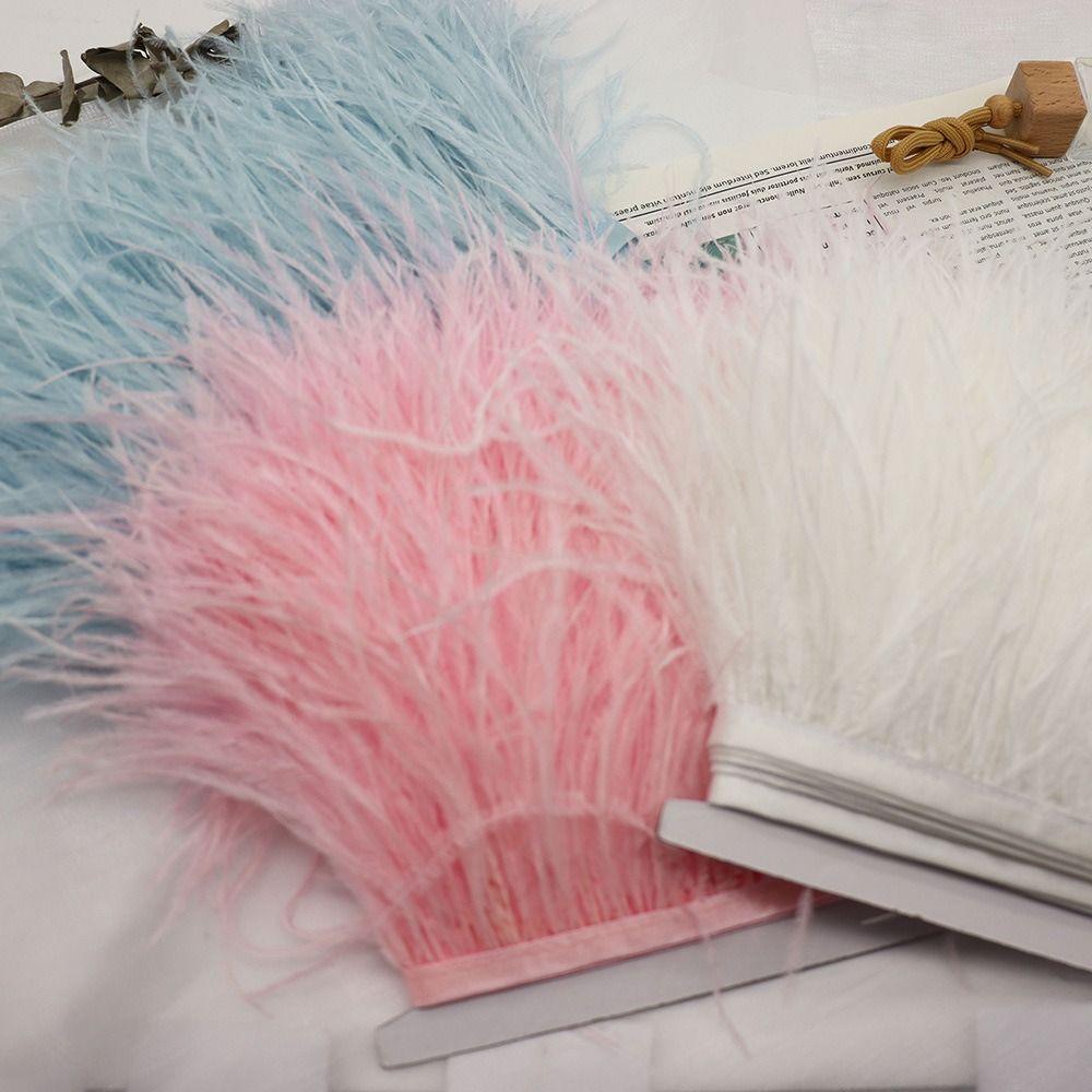 1 Meter Ribbon Tassel Natural Ostrich Feathers Sewing Decoration 10-15cm Wide Apparel Fabric Feather Plumes Ribbon Selvage