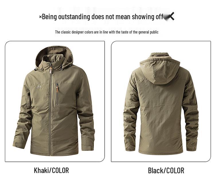 Men's Outdoor Fleece-Lined Windproof Waterproof Jacket