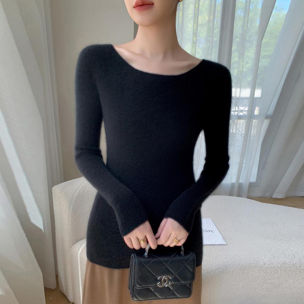 Women's Elegant One-Shoulder Cashmere Knit Sweater – Slimming, Versatile, Solid Color Top