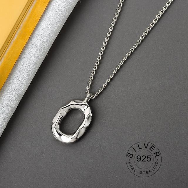 Echt 925 Sterling Zilver Elegante Holle Ketting Geometrische Hanger Ketting Fijne Sieraden Voor Vrouwen Bruiloftsfeest Bijoux black