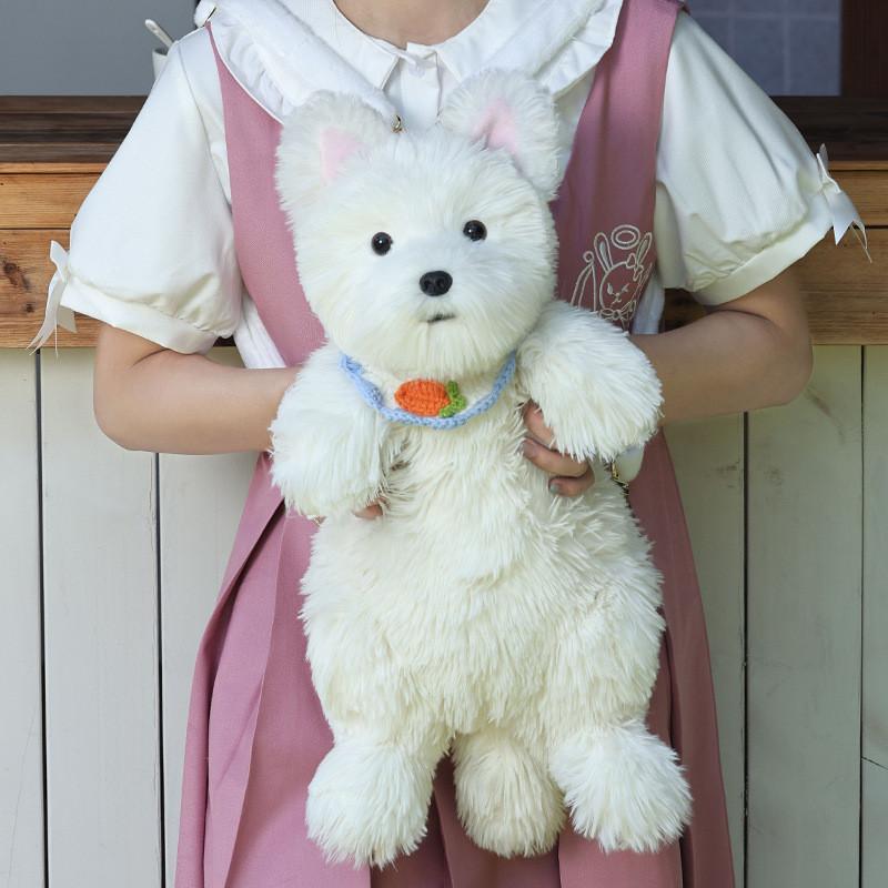 Highland White West Terrier Dog Doll Backpack Cute Girl Decorated Shoulder Bags