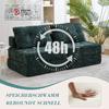 Foldable Sofa Bed with Cushions, Foldable Mattress with Backrest, Comfortable Floor Sofa for Living Room and Bedroom (Dark Green Chenille)