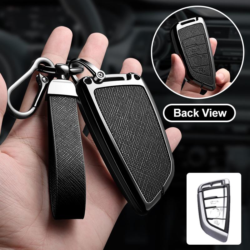 Zinc Alloy Leather Car Key Fob Case For Bmw X1 X3 X4 X5 X6 X7 1 3 5 6 7 Series G20 G30 F39 520 525 G11 F15 F16 G01 G02 F48