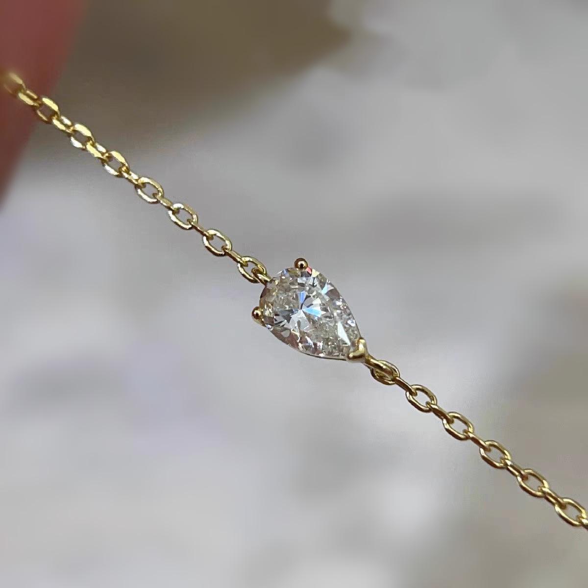 

925 Sterling Silver Plated K Gold Bracelet Inlaid Single Water Droplet Zircon Fashionable Versatile Layered Exquisite Bracelet золотой
