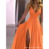 European and American Dress Slimming Solid Sling Trailing Banquet Yellow Formal Dress Women Dress