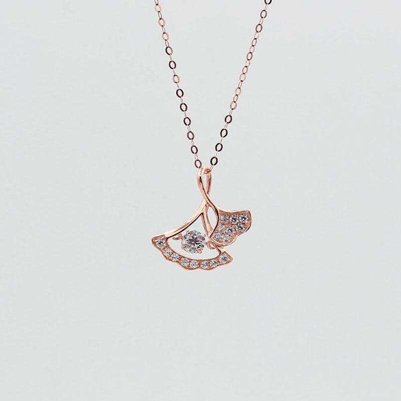 Exquisite Russian Purple Gold Three Lifetimes Lucky Necklace Women'S Niche Light Luxury Smart Diamond Tail Ginkgo Leaf Pendant