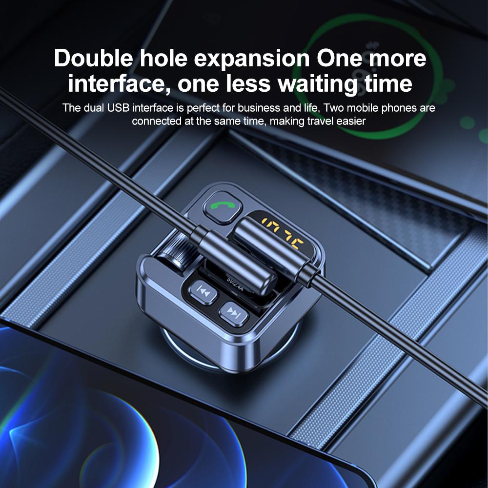 FM Transmitter with 30W PD Fast Charging, Hands-Free Calling, and LED Display