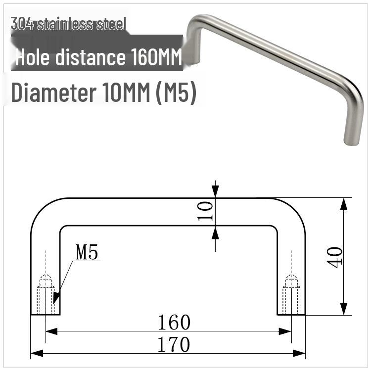 Maniglia a U per Armadio in Acciaio Inossidabile 304, Pomolo Rotondo in Acciaio al Carbonio Lucidato, disponibile nelle misure M3, M4, M5.