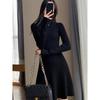 2024 Hepburn-Style Little Black A-Line Knit Dress - Autumn/Winter Slim Fit
