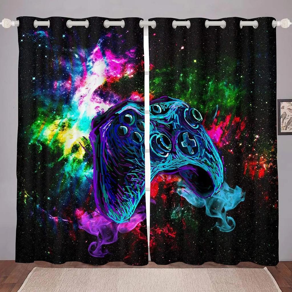 Gaming Gamer Drapes Drapes for Boys Bedchamber Windowpane Treatments Teens Gaming Decoration Windowpane Drapes Windowpane Cortinas 2Pieces