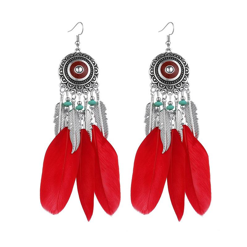 Bohemian Long Tassel Feather Earrings - Trendy Douyin-Inspired Design for Women