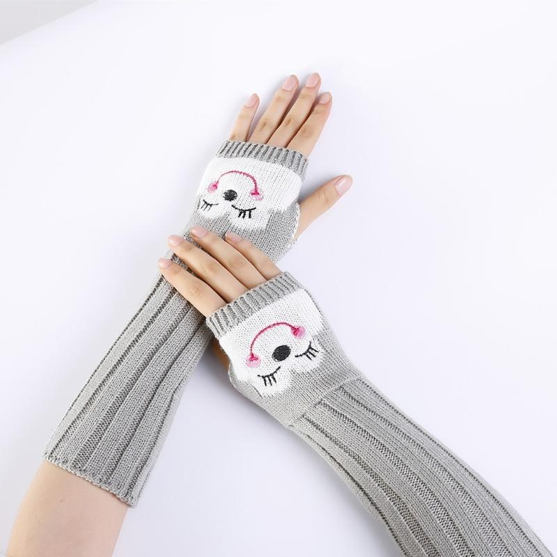 Botvotee Fingerless Gloves Sleeves for Women Y2k Accessories Arm Warmers Winter Embroidery Cute Knit Fashion Hands Free Gloves