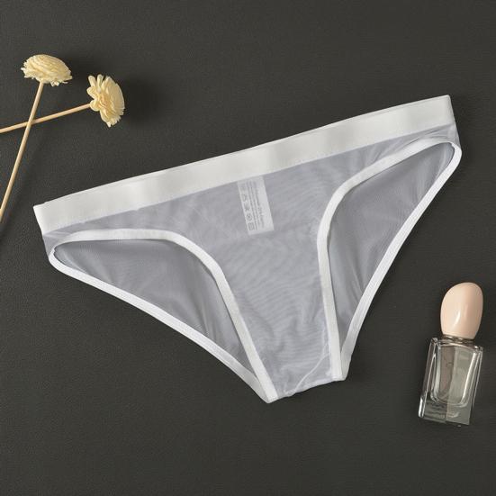 Men Underpants Breathable Mesh See Through No Bulge Pouch Low Waist Close-fitting Thin Summer Cool Triangle Pants Men Clothing