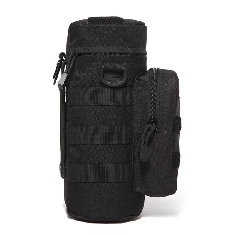 

Тактическая сумка для бутылки с водой Molle, держатель для путешествий, кемпинга, пешего туризма, велоспорта, рыбалки, охоты, бутылки с водой, переноска для чайника чёрный