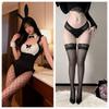 European Style Sexy Backless Crotchless Bunny Girl Bodysuit with No-Removal Straps
