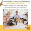 Eco Wheat Straw 12pcs Dinnerware Set Unbreakable Plates Bowls Reusable Plastic Tableware Lightweight for Family Gathering Party Use