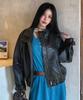 Lady Volume 9228 Washed Leather Jumper (Black)