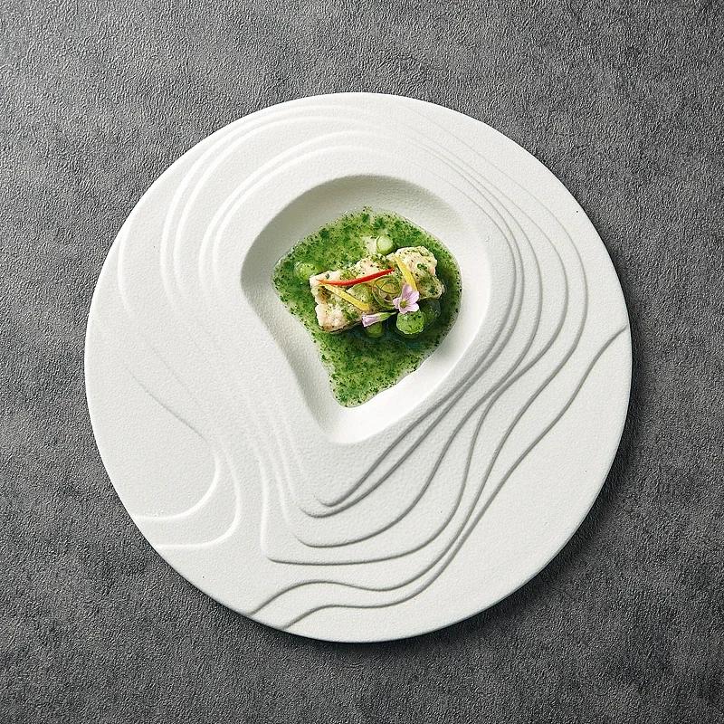Piatto Creativo in Ceramica per Cibo Occidentale Piatto Piatto per Dessert da Hotel Concetto Artistico Piatto di Alta Qualità per Bistecca Stoviglie da Cucina