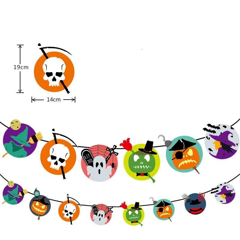 Pendant Flag Halloween Pumpkin Paper Art Party Scenes Layout Pennants Decoration