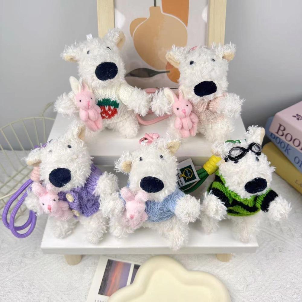 Chaveiros de boneca de cachorro pequeno de pelúcia, animal de desenho animado, filhote de cachorro peludo, presente de aniversário para crianças