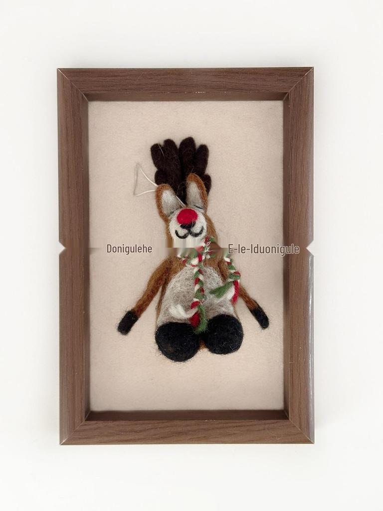 Nepal Handmade Wool Felt Lazy Reindeer Pendant Keychain Ornament Gift